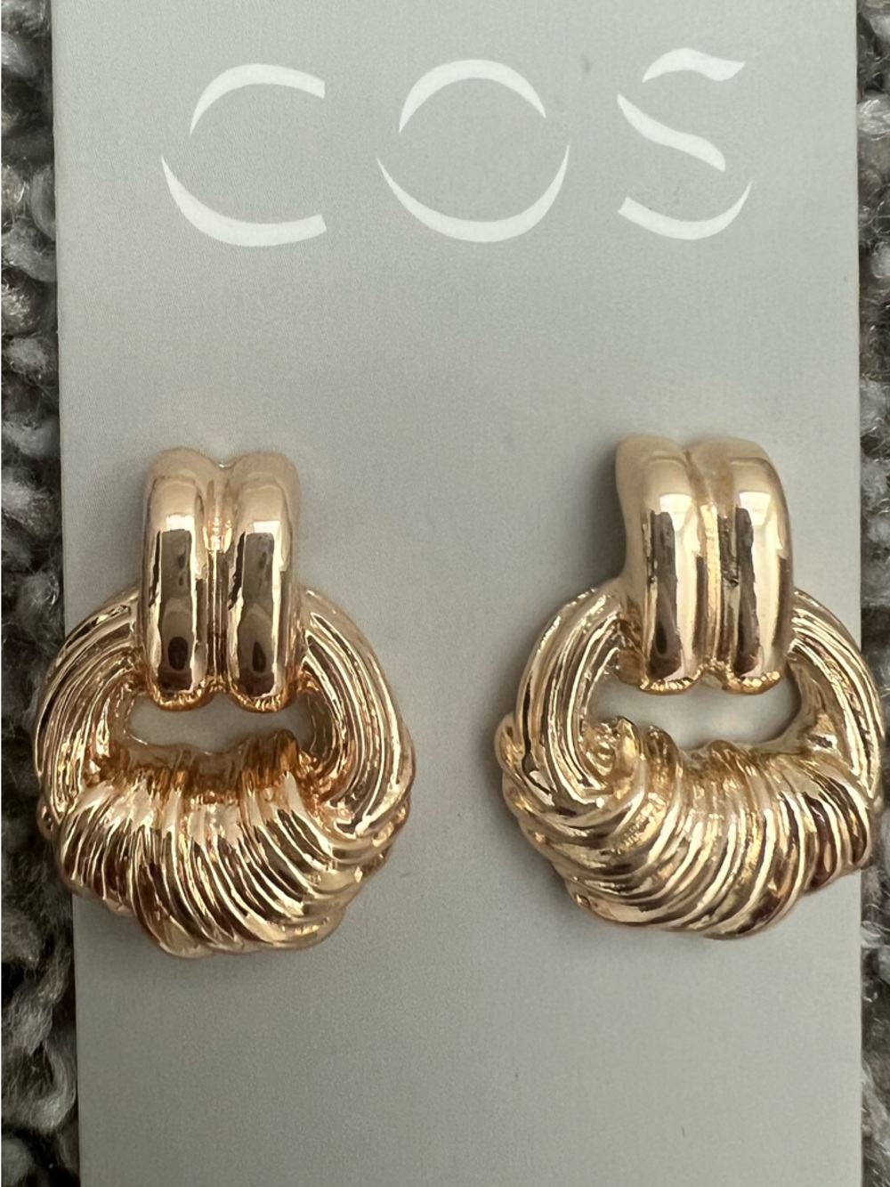 COS Gold Twisted Knot Earrings Sculptural Statement Jewelry Modern Minimal